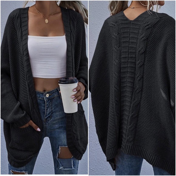 BellanBlue Sweaters - Cozy open front knit pocket batwing sleeve cardigan